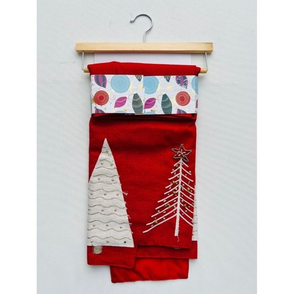 Cynthia Rowley New York Red  Trees Holiday Christmas Mantle Scarf - Picture 4 of 4